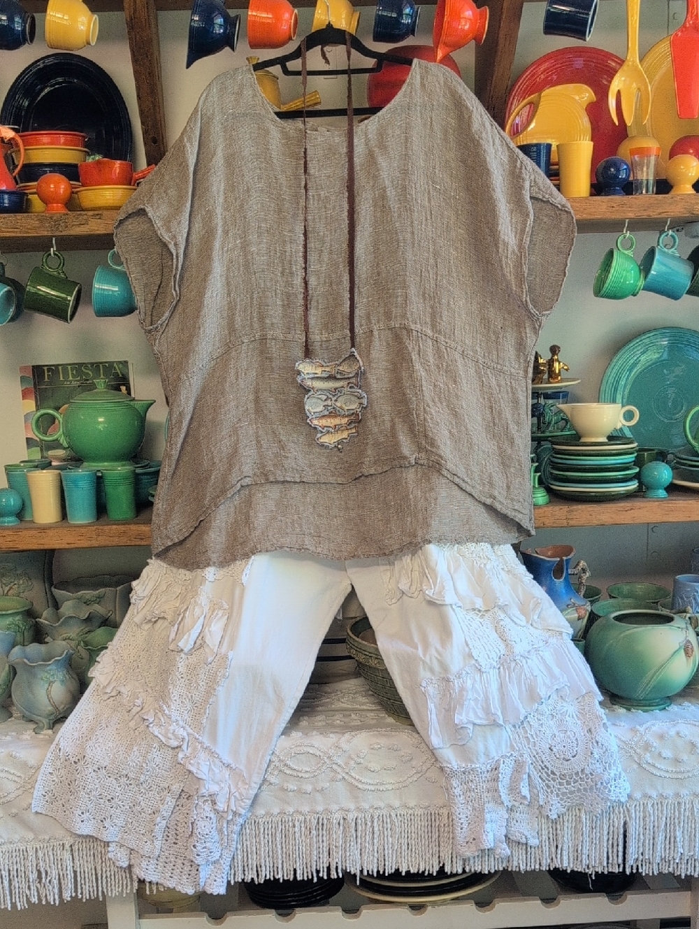 "NWOT"FLAX Raw Linen Poncho Style Tunic